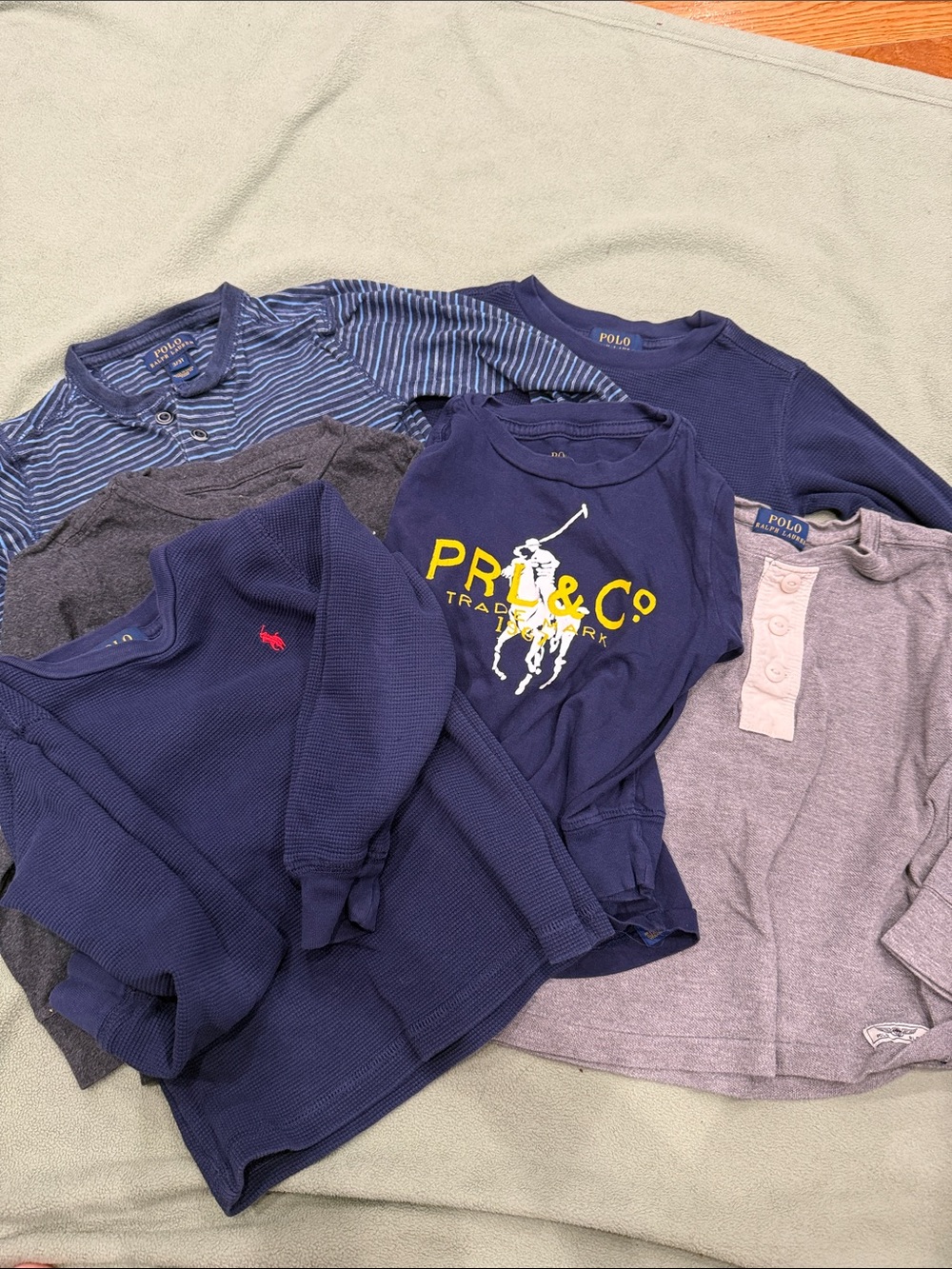 Bundle of 7 Polo by Ralph Lauren Navy & Gray Kids Long-Sleeve Tee  (4)